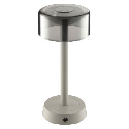 Brilliant - himmennettävä ladattava kosketusohjattu ulkokäyttöön tarkoitettu pöytälamppu RAZOR LED/2,5W/5V 2700K 2600 mAh IP44 harmaa