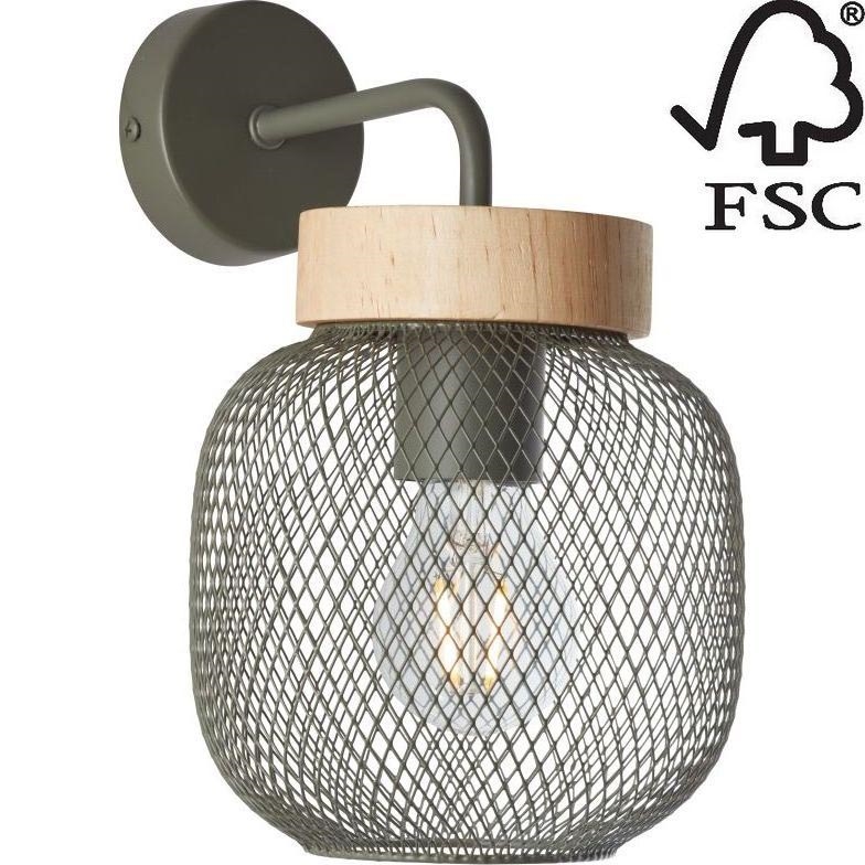 Brilliant - Seinävalaisin GIADA 1xE27/40W/230V vihreä - FSC sertifioitu