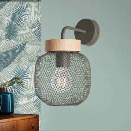 Brilliant - Seinävalaisin GIADA 1xE27/40W/230V vihreä - FSC sertifioitu