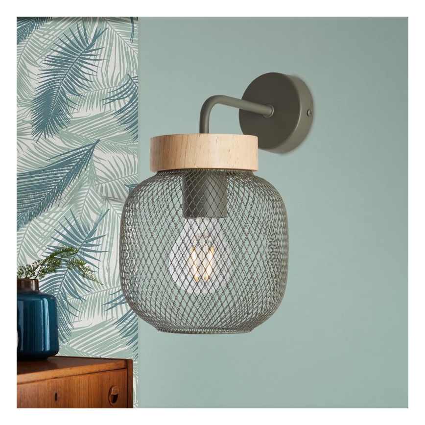 Brilliant - Seinävalaisin GIADA 1xE27/40W/230V vihreä - FSC sertifioitu