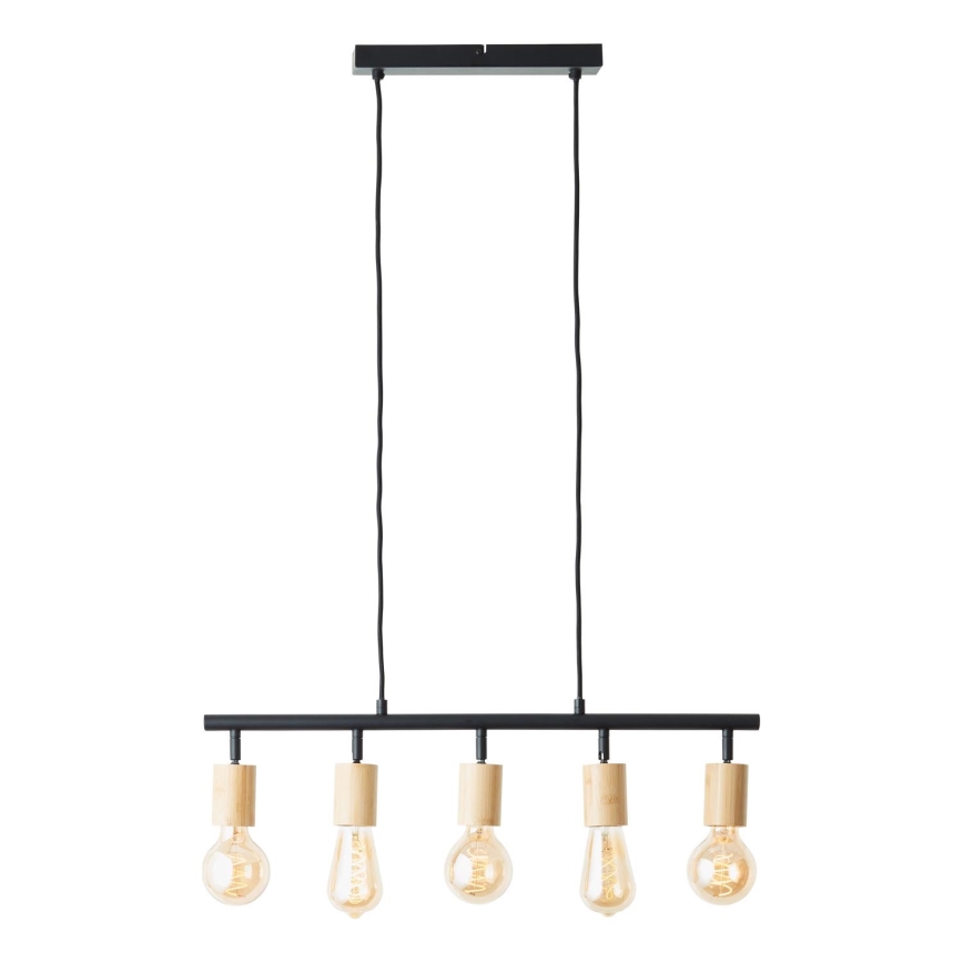 Brilliant - TIFFANY riippuvalaisin kaapelilla 5xE27/28W/230V musta/bambu