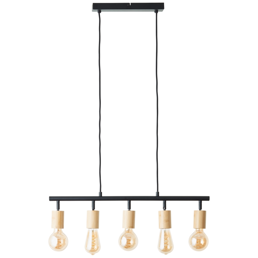Brilliant - TIFFANY riippuvalaisin kaapelilla 5xE27/28W/230V musta/bambu