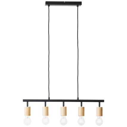 Brilliant - TIFFANY riippuvalaisin kaapelilla 5xE27/28W/230V musta/bambu