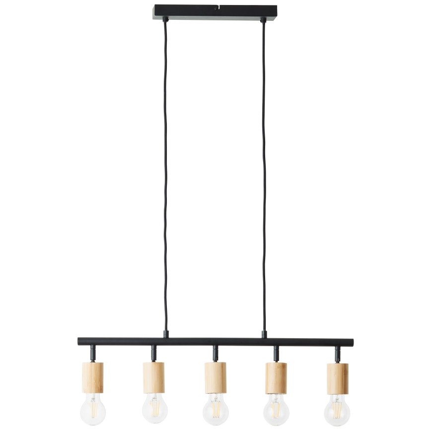 Brilliant - TIFFANY riippuvalaisin kaapelilla 5xE27/28W/230V musta/bambu