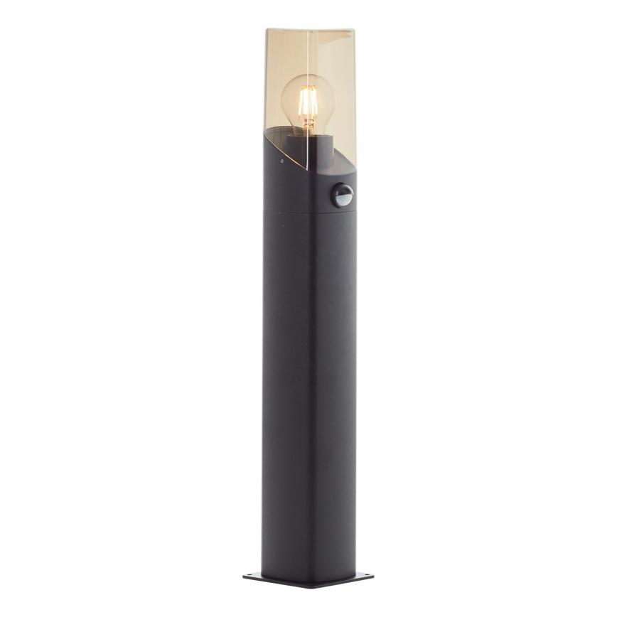 Brilliant - Ulkovalaisin anturilla MINOU 1xE27/10W/230V IP44 musta/savuinen