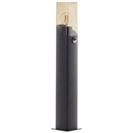 Brilliant - Ulkovalaisin anturilla MINOU 1xE27/10W/230V IP44 musta/savuinen