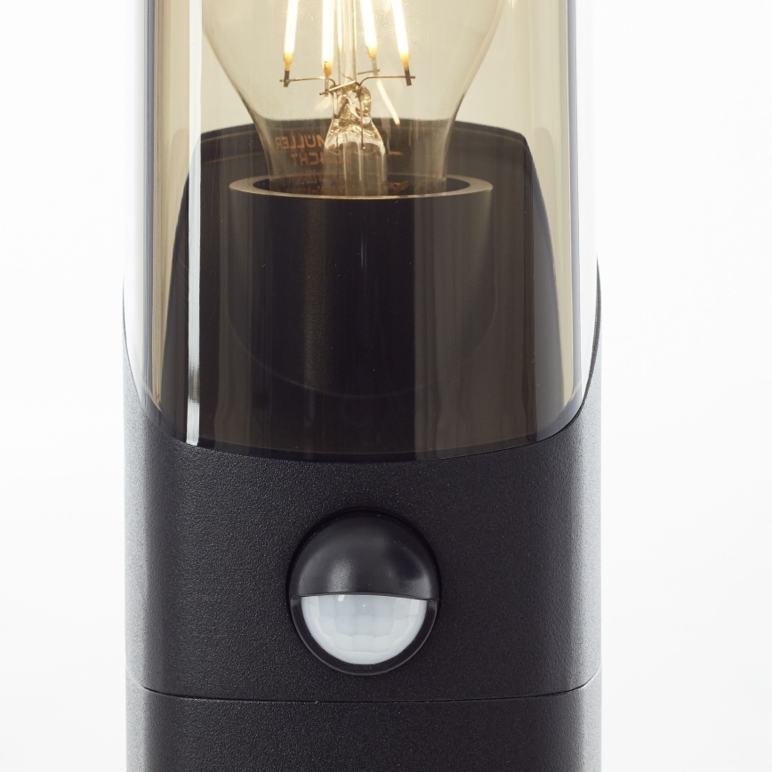 Brilliant - Ulkovalaisin anturilla MINOU 1xE27/10W/230V IP44 musta/savuinen