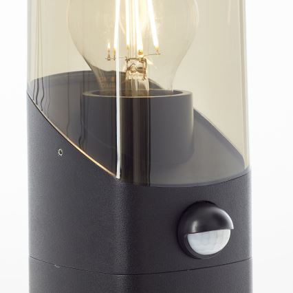 Brilliant - Ulkovalaisin anturilla MINOU 1xE27/10W/230V IP44 musta/savuinen