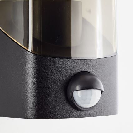 Brilliant - Ulkovalo anturilla MINOU 1xE27/10W/230V IP44 musta/savuinen