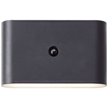 Brilliant - LED-ulkovalaisin ladattavalla seinäkiinnityksellä ja sensorilla XINO LED/3W/5V 3600 mAh IP44 musta