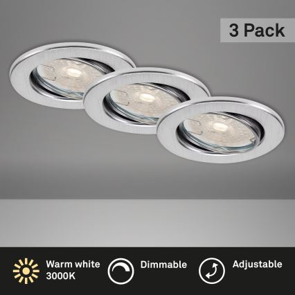 Brilo - SETTI 3x LED-himmennettävä kylpyhuoneen uppovalaisin DIMM LED/5,5W/230V IP23 mattakromi