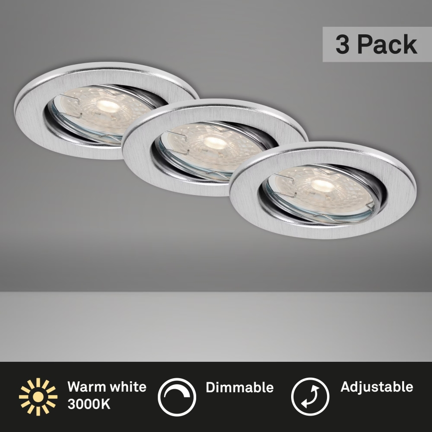 Brilo - SETTI 3x LED-himmennettävä kylpyhuoneen uppovalaisin DIMM LED/5,5W/230V IP23 mattakromi
