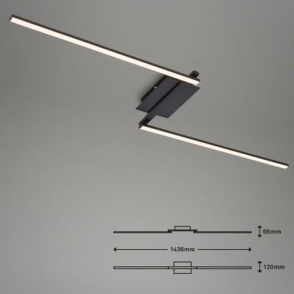 Brilo 3500-015 - Kiinteä LED-kattokruunu STAFF 2xLED/6W/230V musta
