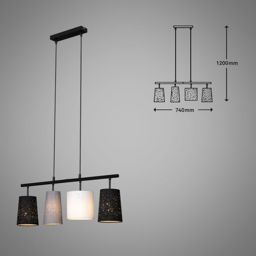 Brilo 4027-045 - Kattokruunu johdossa SHADES 4xE27/40W/230V