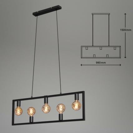 Brilo 4028-055 - Kattokruunu johdossa KOTAK VINTAGE 5xE27/40W/230V