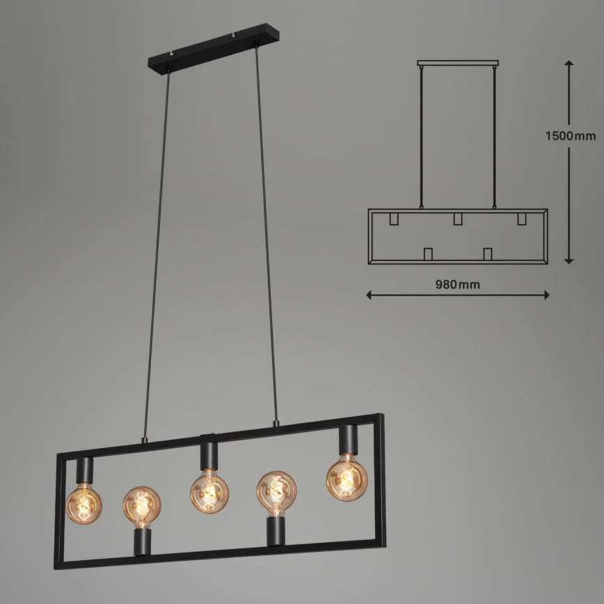 Brilo 4028-055 - Kattokruunu johdossa KOTAK VINTAGE 5xE27/40W/230V