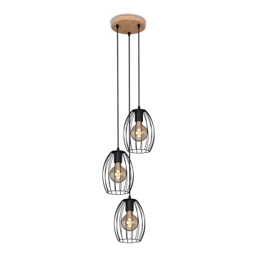 Brilo 4040-035 - Kattokruunu johdossa WAKTU VINTAGE 3xE27/60W/230V kumipuu