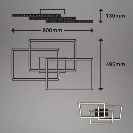 Brilo - Himmennettävä LED-kattovalaisin FRAME LED/57W/230V 3000K musta