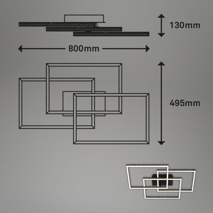Brilo - Himmennettävä LED-kattovalaisin FRAME LED/57W/230V 3000K musta