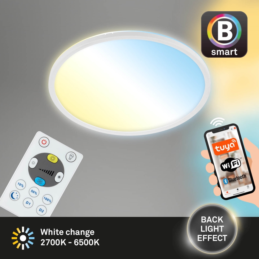 Brilo - Himmennettävä LED-kattovalaisin SLIM LED/22W/230V 2700-6500K Wi-Fi Tuya + kauko-ohjaus