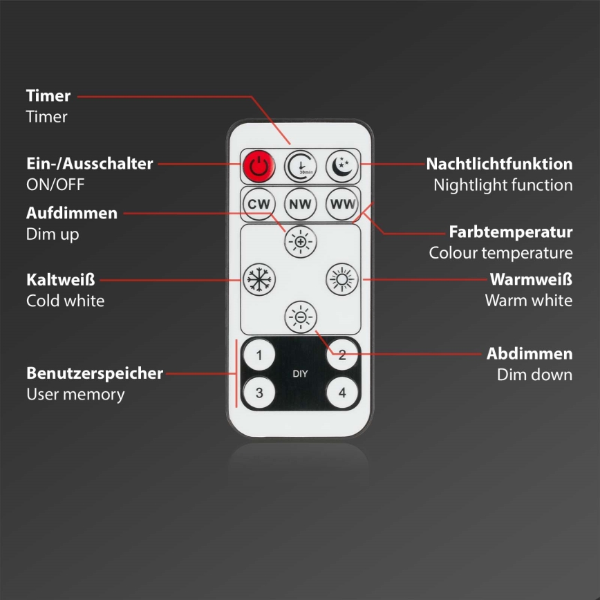 Brilo - Himmennettävä LED-kattovalaisin SLIM LED/23W/230V 2700-6500K + kauko-ohjaus