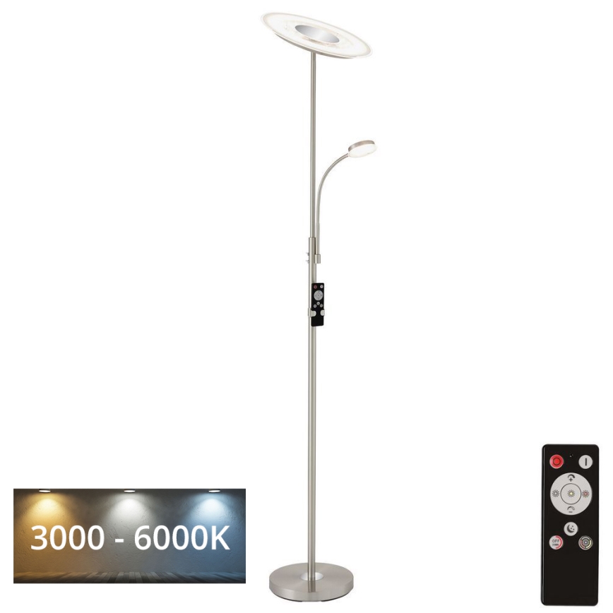 Brilo - Himmennettävä LED-lattiavalaisin LED/29,5W/230V + LED/3,5W 3000-6000K + kauko-ohjaus