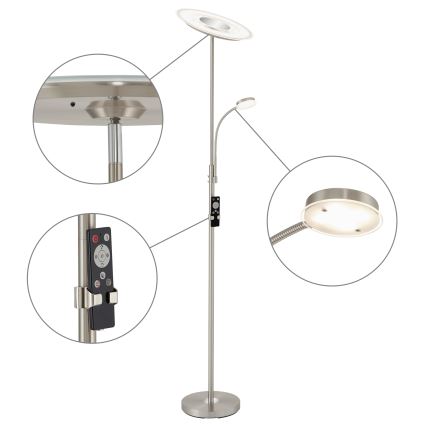 Brilo - Himmennettävä LED-lattiavalaisin LED/29,5W/230V + LED/3,5W 3000-6000K + kauko-ohjaus