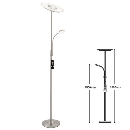 Brilo - Himmennettävä LED-lattiavalaisin LED/29,5W/230V + LED/3,5W 3000-6000K + kauko-ohjaus