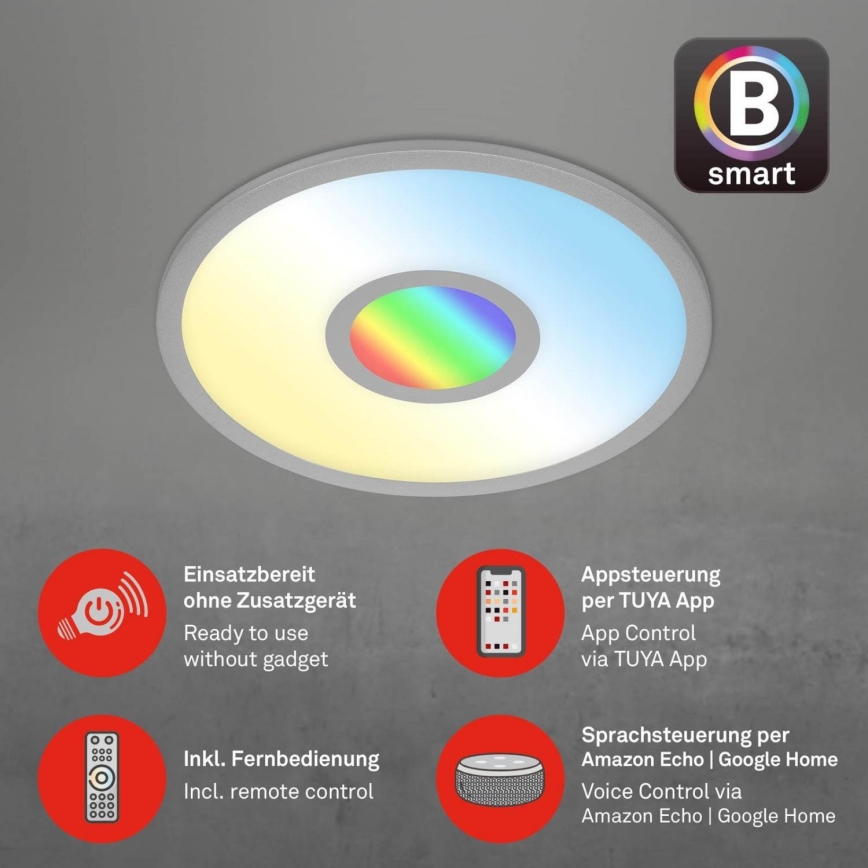 Brilo - Himmennettävä LED-RGB-kattovalaisin CENTRO LED/24W/230V 2700-6500K Wi-Fi Tuya + kauko-ohjaus