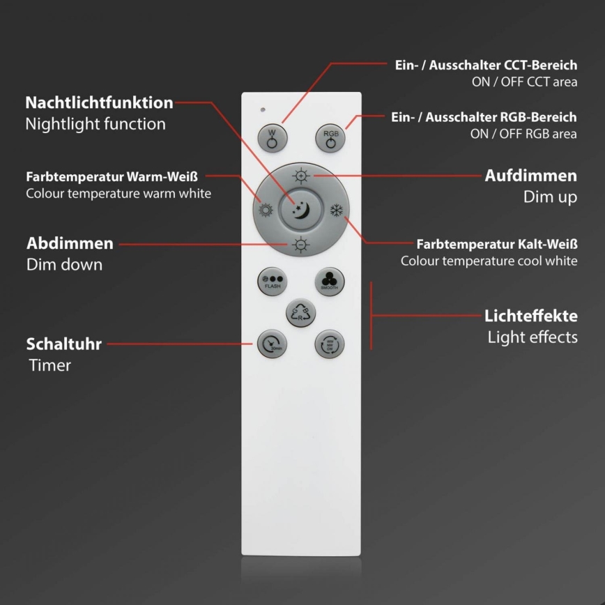 Brilo - Himmennettävä LED-RGB-kattovalaisin CENTRO LED/24W/230V 2700-6500K Wi-Fi Tuya + kauko-ohjaus