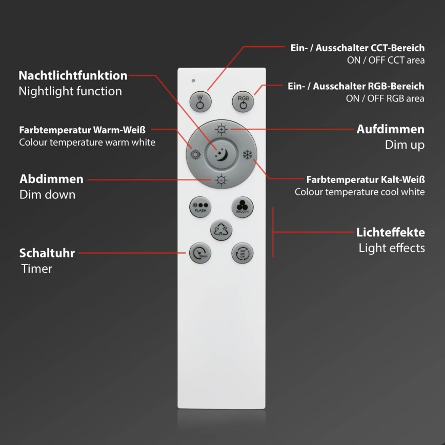 Brilo - Himmennettävä LED-RGB-kattovalaisin CENTRO LED/24W/230V 2700-6500K Wi-Fi Tuya + kauko-ohjaus