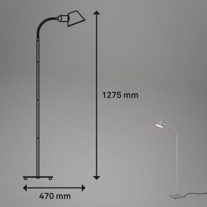 Brilo - Joustava lattialamppu 1xE27/10W/230V hopea