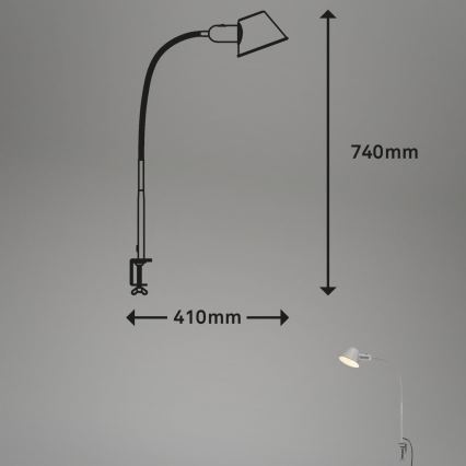 Brilo - Joustava pöytävalaisin klipsillä 1xE27/10W/230V hopea