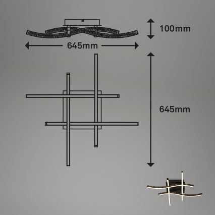Brilo - Kiinteä LED-kattokruunu REY 4xLED/6W/230V musta