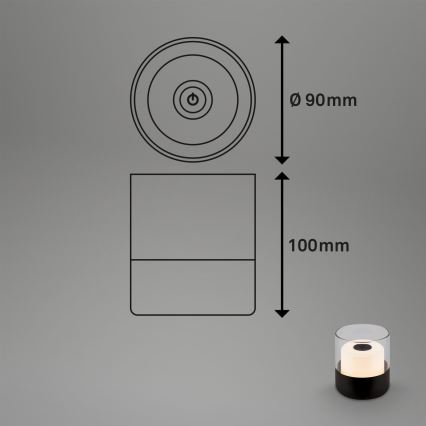 Brilo - LED-himennettävä ladattava ulkokäyttöön tarkoitettu pöytävalaisin LILET LED/2W/5V IP44