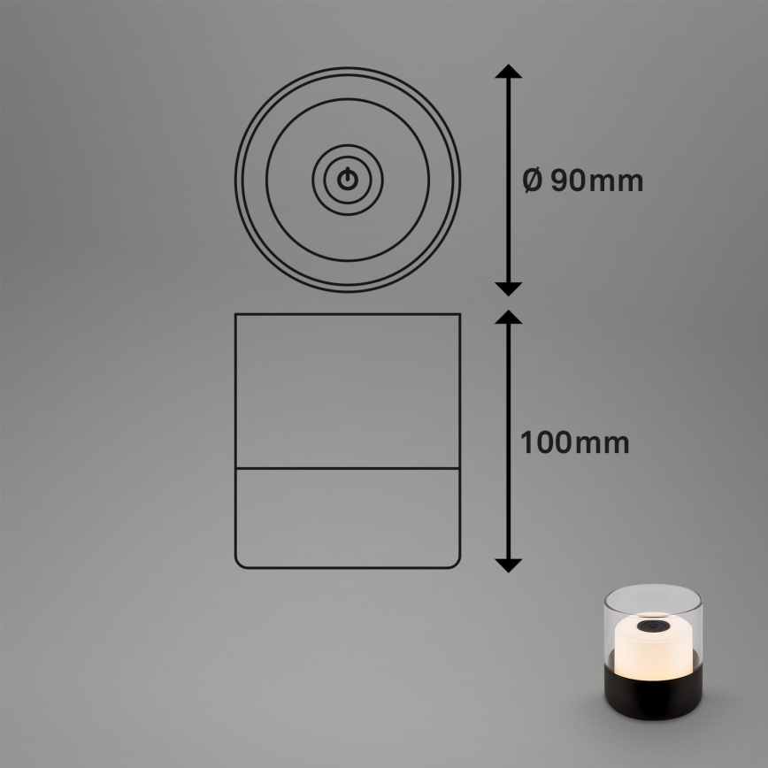 Brilo - LED-himennettävä ladattava ulkokäyttöön tarkoitettu pöytävalaisin LILET LED/2W/5V IP44