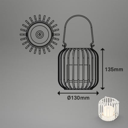Brilo - LED Himmennettävä rechargeable ulko pöytävalaisin LED/2W/5V IP44 valkoinen