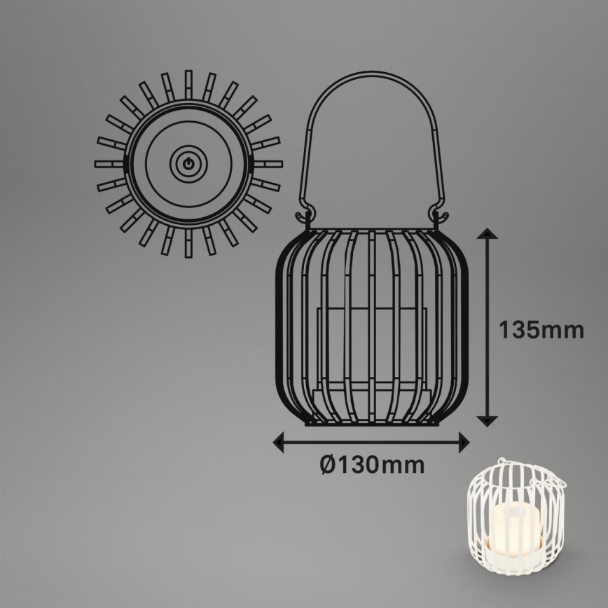 Brilo - LED Himmennettävä rechargeable ulko pöytävalaisin LED/2W/5V IP44 valkoinen