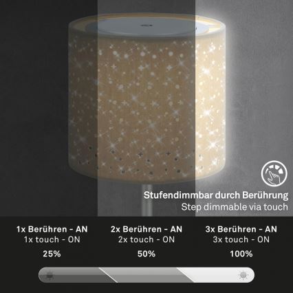 Brilo - LED Himmennettävä rechargeable ulko pöytävalaisin LOLE LED/3W/5V IP44 hopea/beige