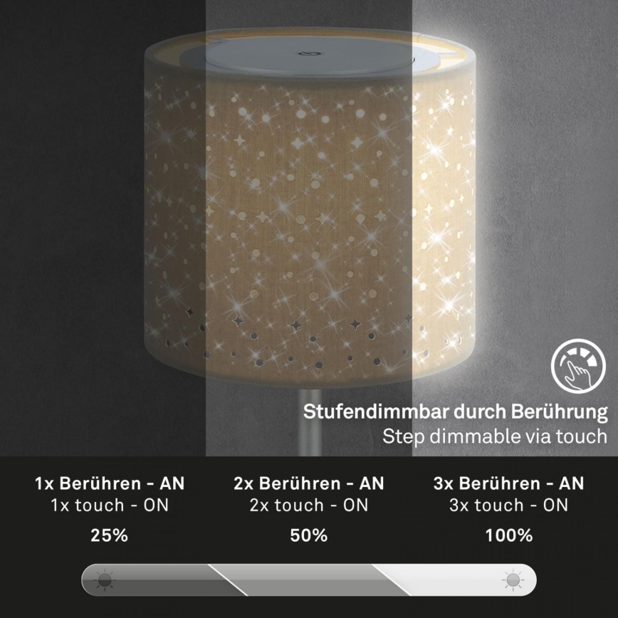 Brilo - LED Himmennettävä rechargeable ulko pöytävalaisin LOLE LED/3W/5V IP44 hopea/beige