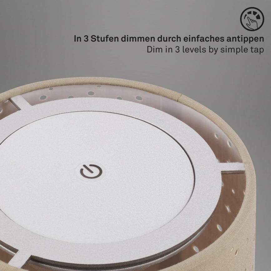 Brilo - LED Himmennettävä rechargeable ulko pöytävalaisin LOLE LED/3W/5V IP44 hopea/beige