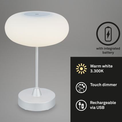Brilo - LED himmennettävä ladattava ulkokäyttöön tarkoitettu pöytälamppu OLANA LED/3W/5V IP44