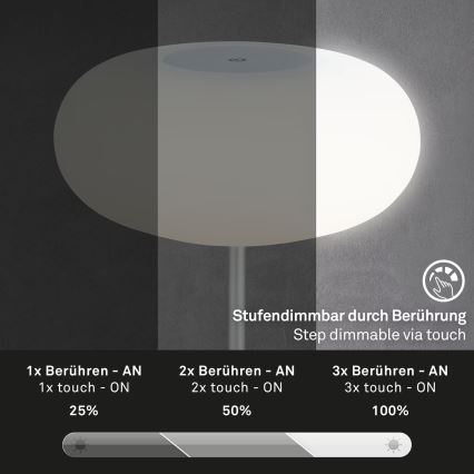 Brilo - LED himmennettävä ladattava ulkokäyttöön tarkoitettu pöytälamppu OLANA LED/3W/5V IP44