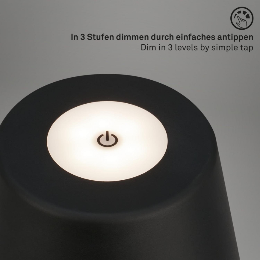 Brilo - LED Himmennettävä rechargeable ulko pöytävalaisin LED/3,5W/5V IP44 musta