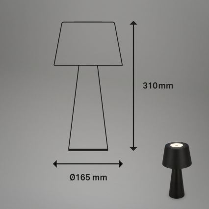 Brilo - LED Himmennettävä rechargeable ulko pöytävalaisin LED/3,5W/5V IP44 musta