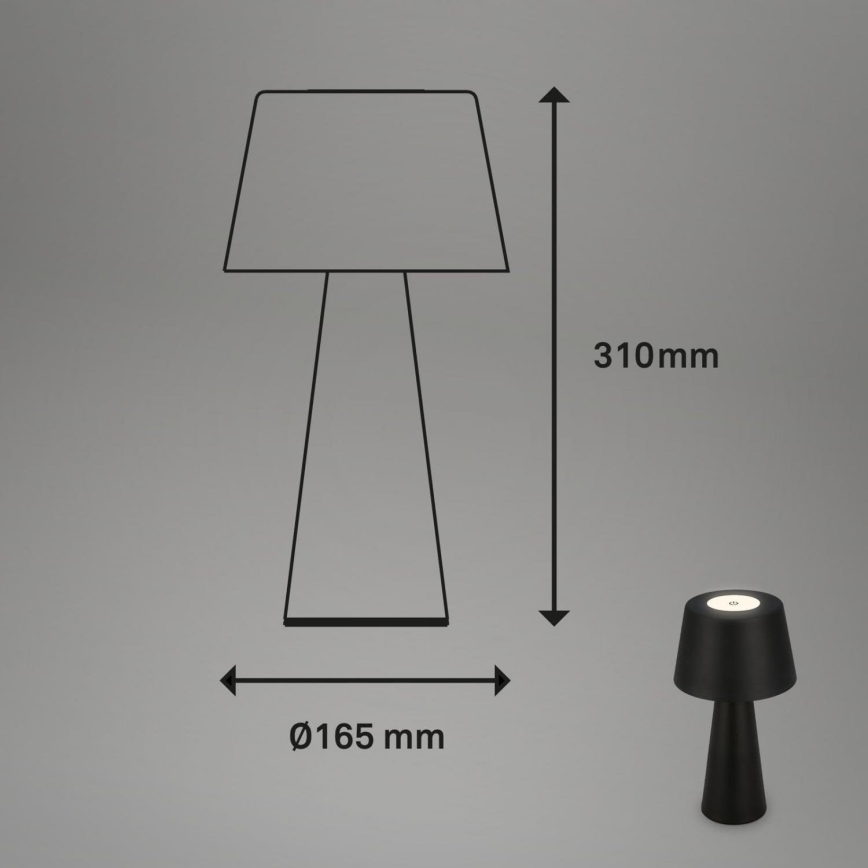 Brilo - LED Himmennettävä rechargeable ulko pöytävalaisin LED/3,5W/5V IP44 musta