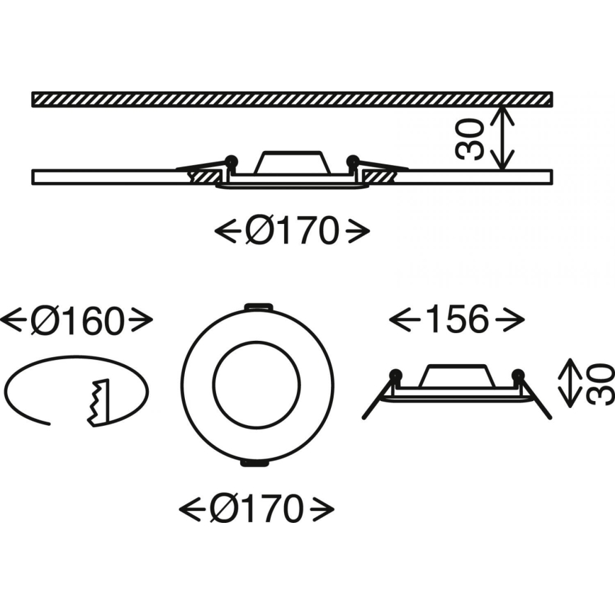 Brilo - LED Himmennettävä upotettu kylpyhuonevalaisin FLAT LED/12W/230V IP44