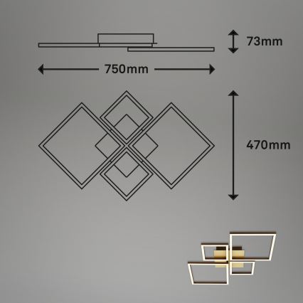 Brilo - LED-himmennyskattokruunu FRAME LED/44W/230V