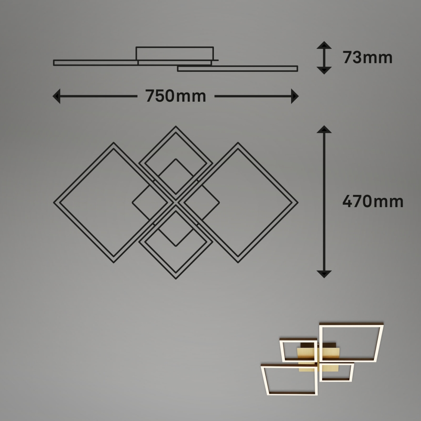 Brilo - LED-himmennyskattokruunu FRAME LED/44W/230V