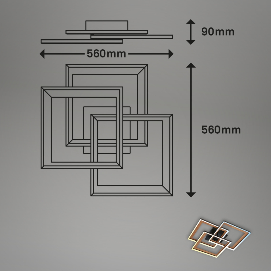 Brilo - LED-himmennyskattokruunu FRAME LED/45W/230V 2700-6500K + kauko-ohjaus